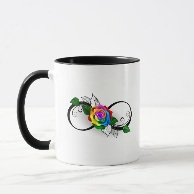 Unendlichkeitssymbol mit Rainbow-Rose Tasse (Links)