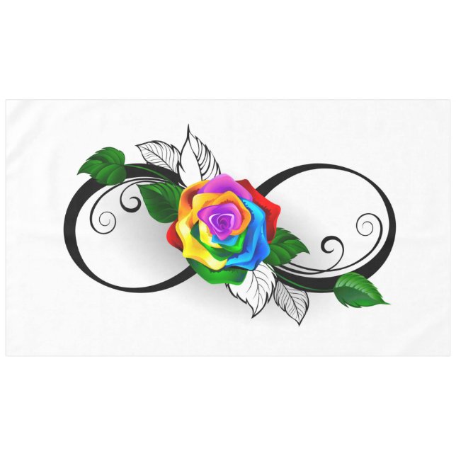 Unendlichkeitssymbol mit Rainbow-Rose Tischdecke (Vorderseite (Horizontal))