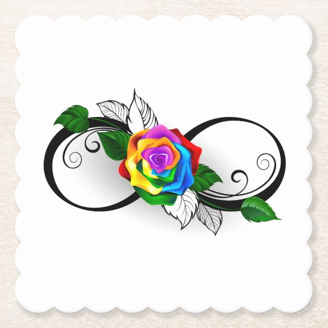 Unendlichkeitssymbol mit Rainbow-Rose Untersetzer (Vorderseite)