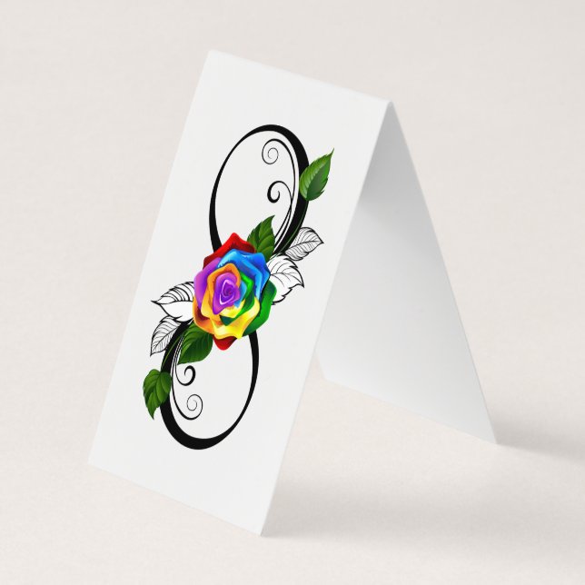 Unendlichkeitssymbol mit Rainbow-Rose Visitenkarten (Rückseite)