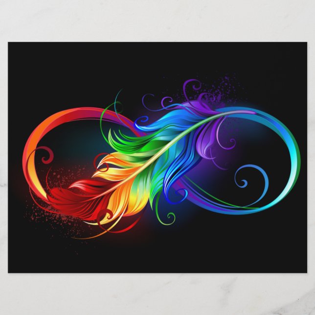 Unendlichkeitssymbol mit Regenbogen-Feder Briefbogen (Vorderseite)
