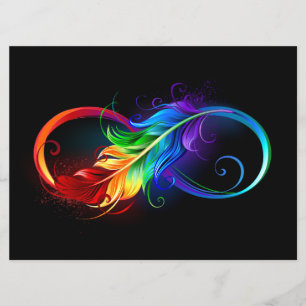 Unendlichkeitssymbol mit Regenbogen-Feder Einladung