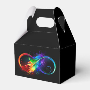 Unendlichkeitssymbol mit Regenbogen-Feder Geschenkschachtel