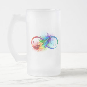 Unendlichkeitssymbol mit Regenbogen-Feder Mattglas Bierglas