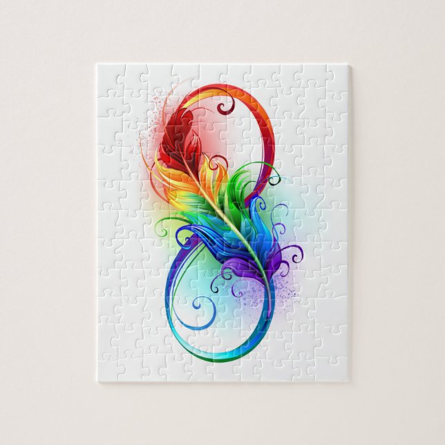 Unendlichkeitssymbol mit Regenbogen-Feder Puzzle (Vertikal)
