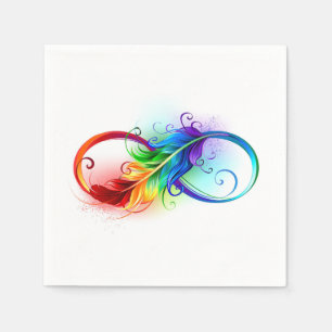 Unendlichkeitssymbol mit Regenbogen-Feder Serviette
