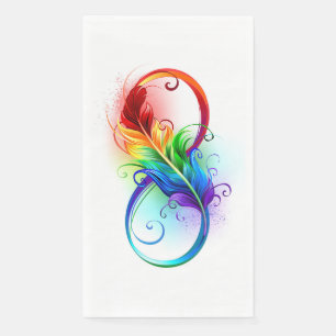 Unendlichkeitssymbol mit Regenbogen-Feder Serviette