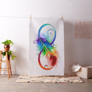 Unendlichkeitssymbol mit Regenbogen-Feder Stoff