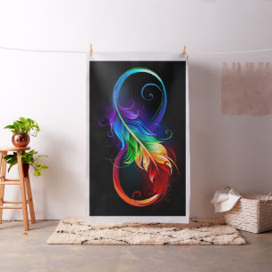 Unendlichkeitssymbol mit Regenbogen-Feder Stoff