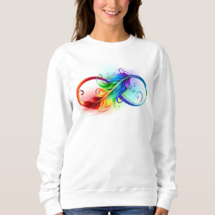 Unendlichkeitssymbol mit Regenbogen-Feder Sweatshirt