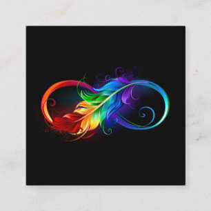 Unendlichkeitssymbol mit Regenbogen-Feder Terminkarte
