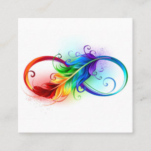 Unendlichkeitssymbol mit Regenbogen-Feder Terminkarte