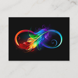 Unendlichkeitssymbol mit Regenbogen-Feder Terminkarte