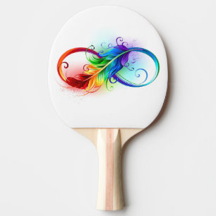 Unendlichkeitssymbol mit Regenbogen-Feder Tischtennis Schläger