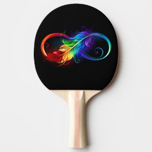Unendlichkeitssymbol mit Regenbogen-Feder Tischtennis Schläger