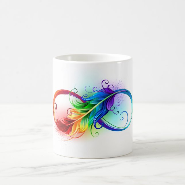 Unendlichkeitssymbol mit Regenbogen-Feder Verwandlungstasse (Mittel)