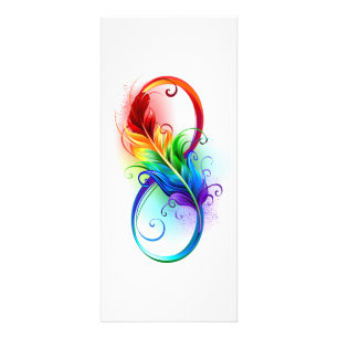Unendlichkeitssymbol mit Regenbogen-Feder Werbekarte