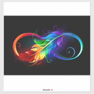 Unendlichkeitssymbol mit Regenbogenfeder Aufkleber