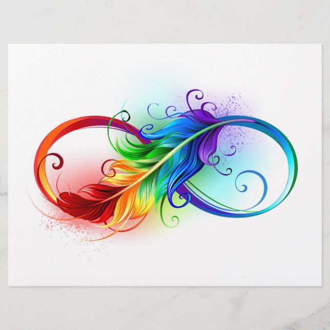 Unendlichkeitssymbol mit Regenbogenfeder Briefbogen (Vorderseite)