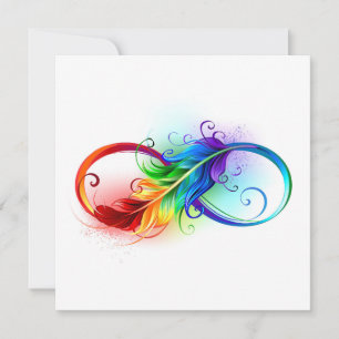 Unendlichkeitssymbol mit Regenbogenfeder Dankeskarte