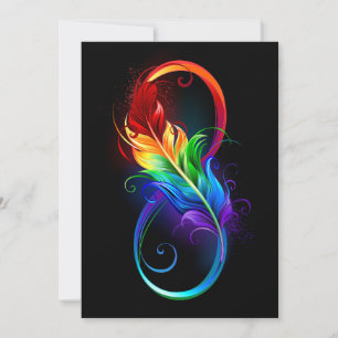Unendlichkeitssymbol mit Regenbogenfeder Dankeskarte