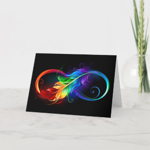 Unendlichkeitssymbol mit Regenbogenfeder Dankeskarte