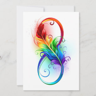 Unendlichkeitssymbol mit Regenbogenfeder Dankeskarte
