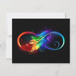 Unendlichkeitssymbol mit Regenbogenfeder Dankeskarte