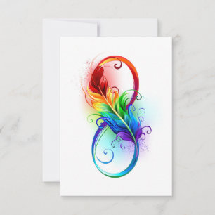 Unendlichkeitssymbol mit Regenbogenfeder Dankeskarte