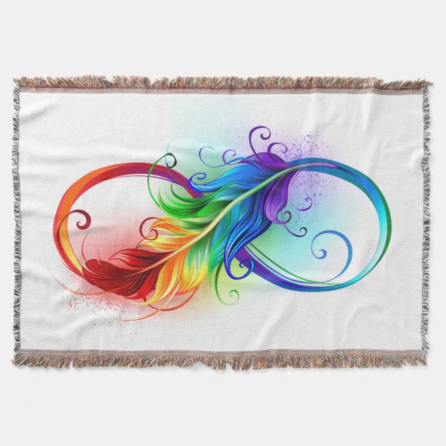 Unendlichkeitssymbol mit Regenbogenfeder Decke (Vorderseite)