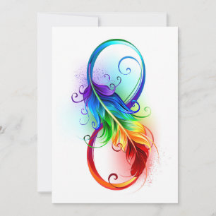 Unendlichkeitssymbol mit Regenbogenfeder Feiertagskarte
