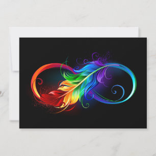 Unendlichkeitssymbol mit Regenbogenfeder Karte