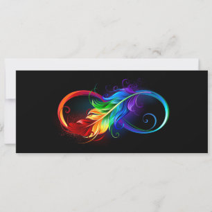 Unendlichkeitssymbol mit Regenbogenfeder Karte