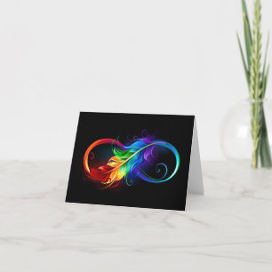 Unendlichkeitssymbol mit Regenbogenfeder Karte