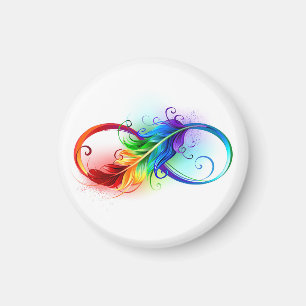 Unendlichkeitssymbol mit Regenbogenfeder Magnet