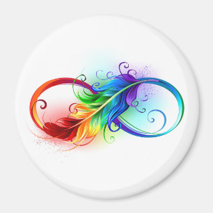 Unendlichkeitssymbol mit Regenbogenfeder Magnet