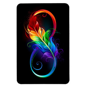 Unendlichkeitssymbol mit Regenbogenfeder Magnet