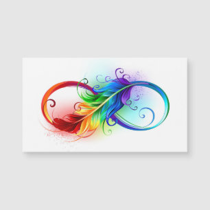 Unendlichkeitssymbol mit Regenbogenfeder Magnetkarte