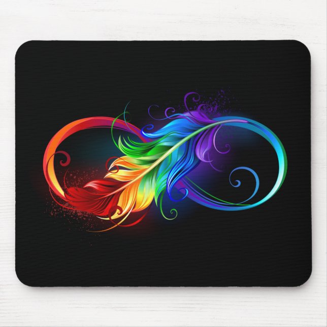 Unendlichkeitssymbol mit Regenbogenfeder Mousepad (Vorne)