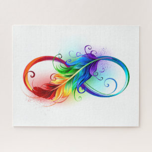 Unendlichkeitssymbol mit Regenbogenfeder Puzzle