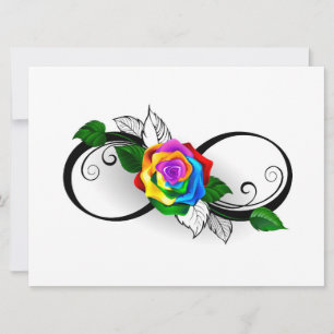 Unendlichkeitssymbol mit Regenbogenrose Feiertagskarte