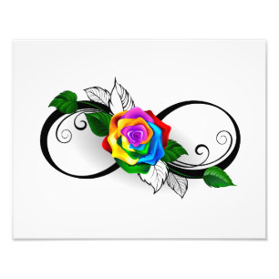 Unendlichkeitssymbol mit Regenbogenrose Fotodruck