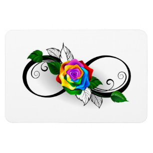 Unendlichkeitssymbol mit Regenbogenrose Magnet