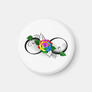 Unendlichkeitssymbol mit Regenbogenrose Magnet