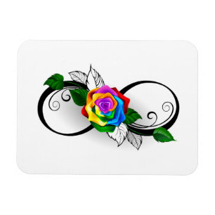 Unendlichkeitssymbol mit Regenbogenrose Magnet
