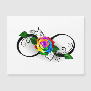 Unendlichkeitssymbol mit Regenbogenrose Magnetkarte