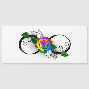 Unendlichkeitssymbol mit Regenbogenrose Magnetkarte