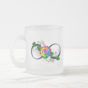 Unendlichkeitssymbol mit Regenbogenrose Mattglastasse
