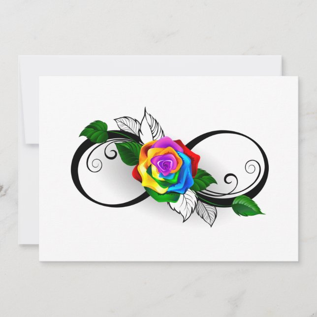 Unendlichkeitssymbol mit Regenbogenrose Save The Date (Vorderseite)