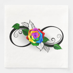 Unendlichkeitssymbol mit Regenbogenrose Serviette